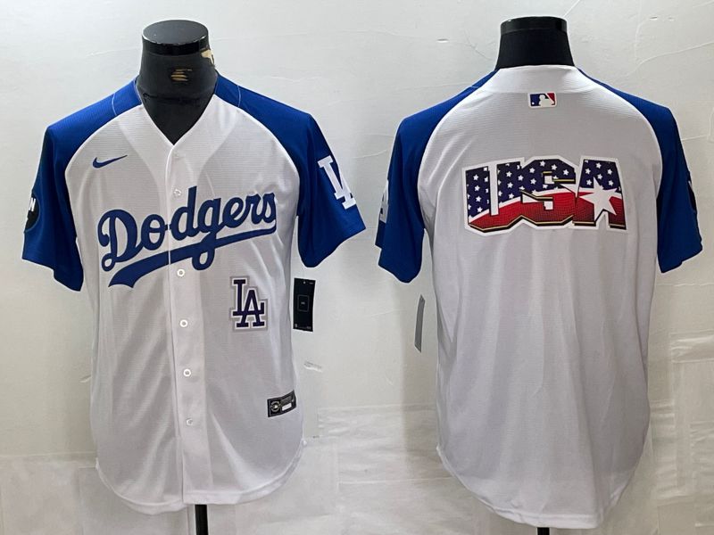 Men Los Angeles Dodgers Blank White Fashion Nike Game MLB Jersey style 8->->